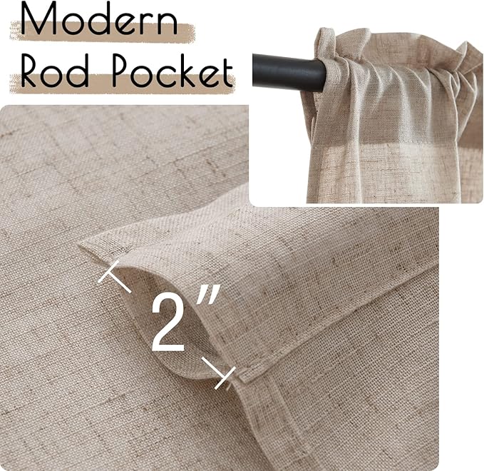 jinchan Grey Kitchen Curtains and Valances Set 3 Pieces Linen Tiers and Valance - Image 5