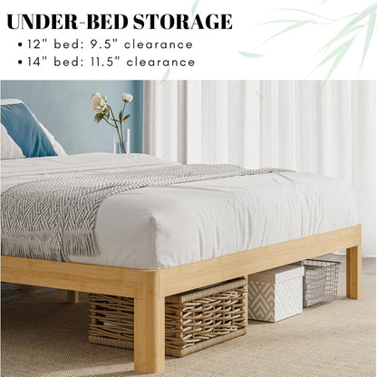 14 inch high bamboo wood twin bed frame, view 9