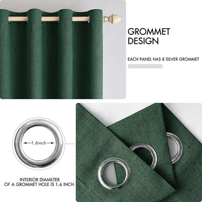 MIULEE Linen Curtains for Bedroom 100% Blackout Thermal Insulated Emerald Green - Image 4