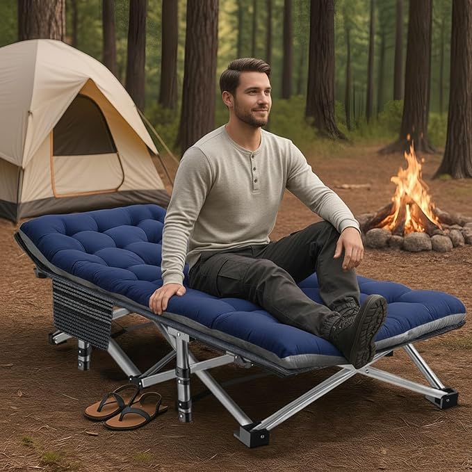 ABORON Camping Cot for Adult 28" Extra Wide, 2PK Heavy-Duty 1200D Oxford Cot - Image 7