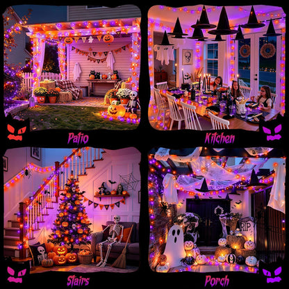 JMEXSUSS 1000LED Orange and Purple String Lights, Halloween Lights Plug in