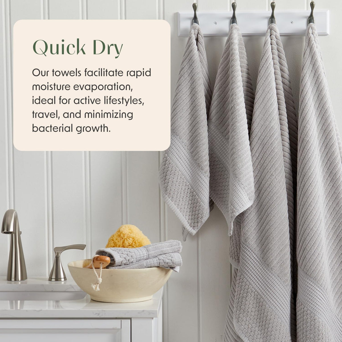 springtree home 100% cotton bath towel set |, close-up detail