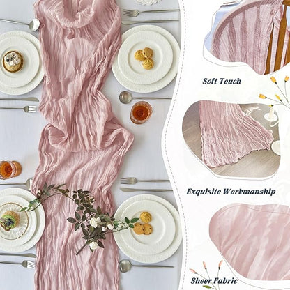 IVAPUPU 10 Pcs Cheesecloth Table Runner - 10ft Dusty Pink Boho Gauze Cheese - Image 5