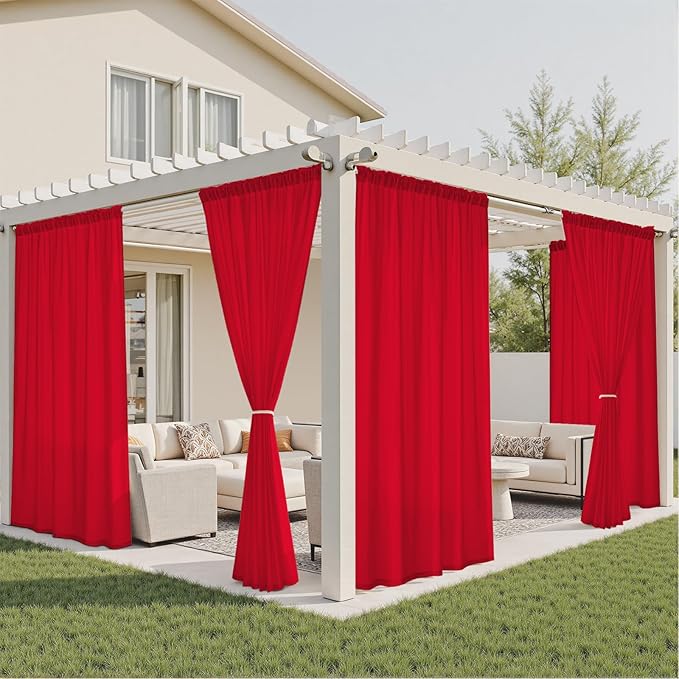 HOMEIDEAS Christmas Non-See-Through Red Privacy Semi Sheer Curtains 63 Inches - Image 7