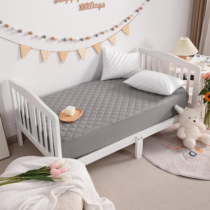 NTBAY 2 Pack Waterproof Crib Mattress Protector, Quilted 28"x52" Toddler Fitted - Image 3