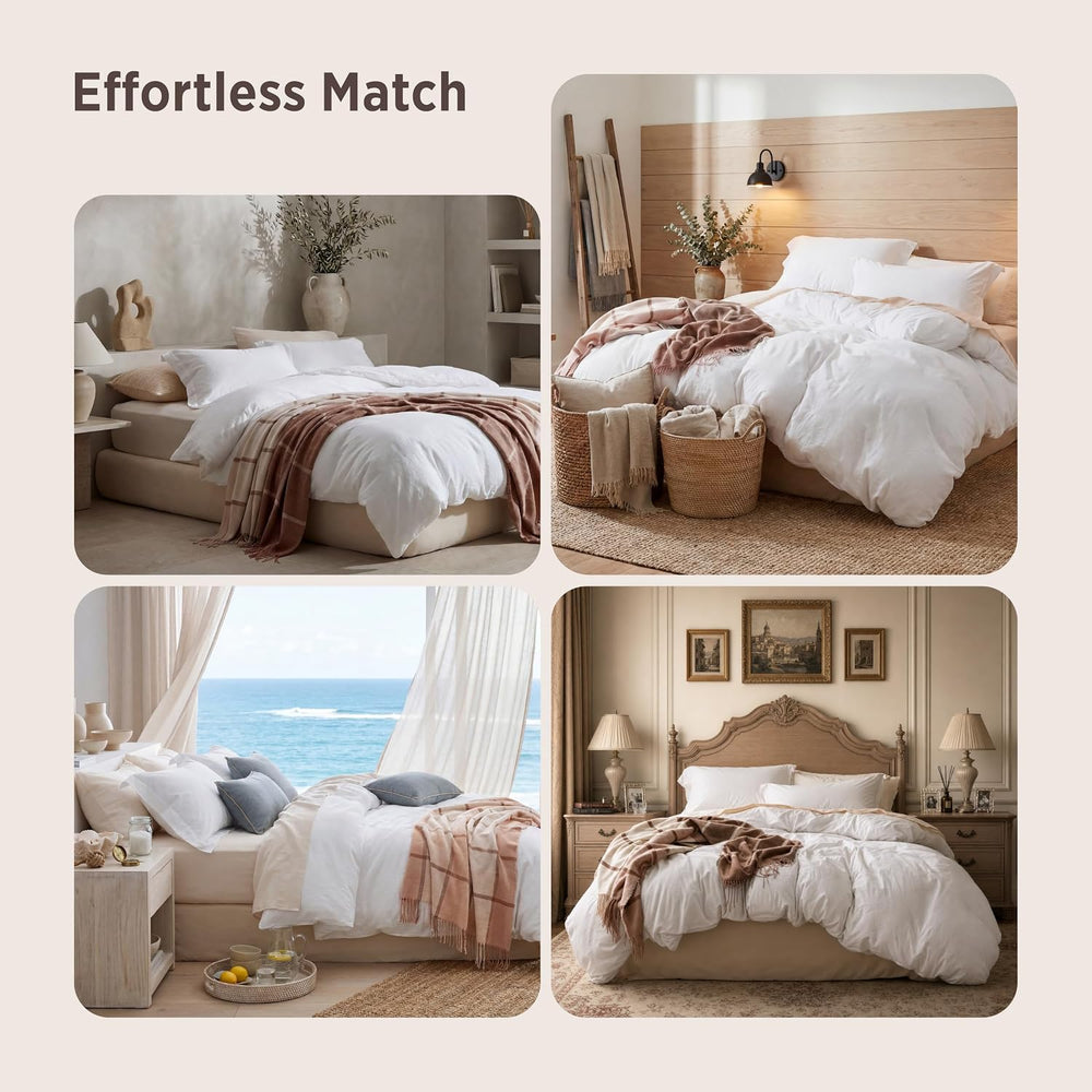 Bedsure Prewashed Duvet Cover King, Bedding Set with Zipper Closure, White