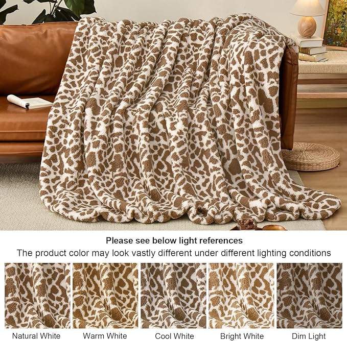 PHF Giraffe Print Sherpa Fleece Blanket Twin Size - Image 7