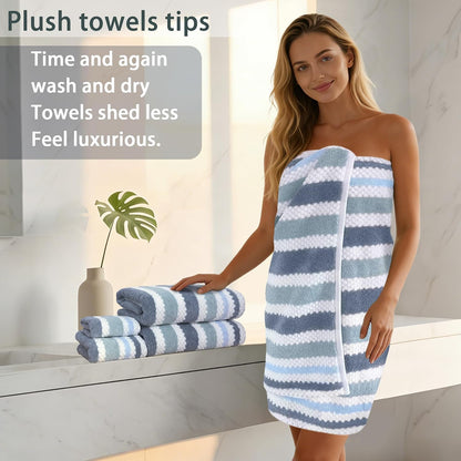 voova & movas stripe towels, cotton blend, ultra, close-up detail