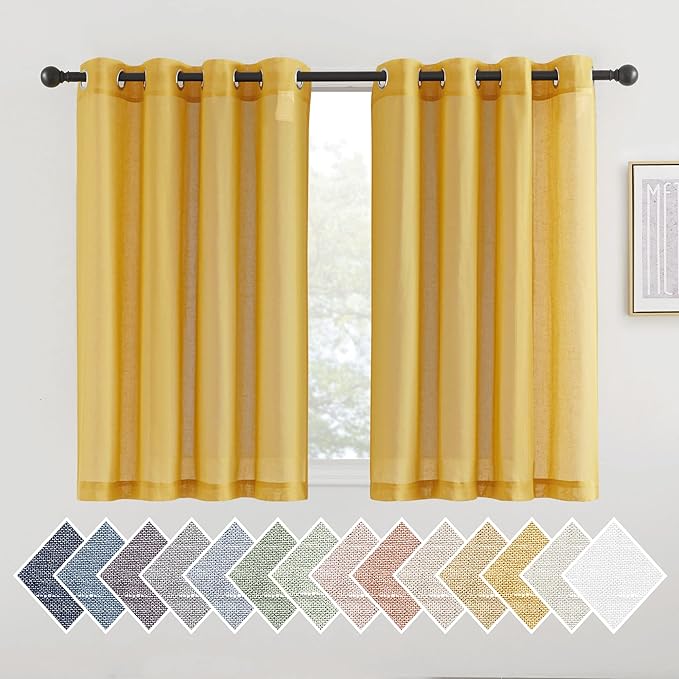 NICETOWN Kitchen Curtains 45 inch Length, Grommet Short Curtains Semi Sheer by NICETOWN
