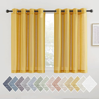 NICETOWN Kitchen Curtains 45 inch Length, Grommet Short Curtains Semi Sheer by NICETOWN