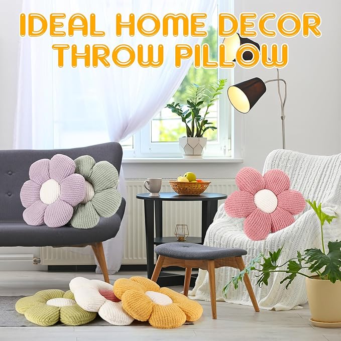 Coume 6 Pcs Flower Floor Pillows, Daisy Throw Pillows 16 Inch Flower Seating - Image 5