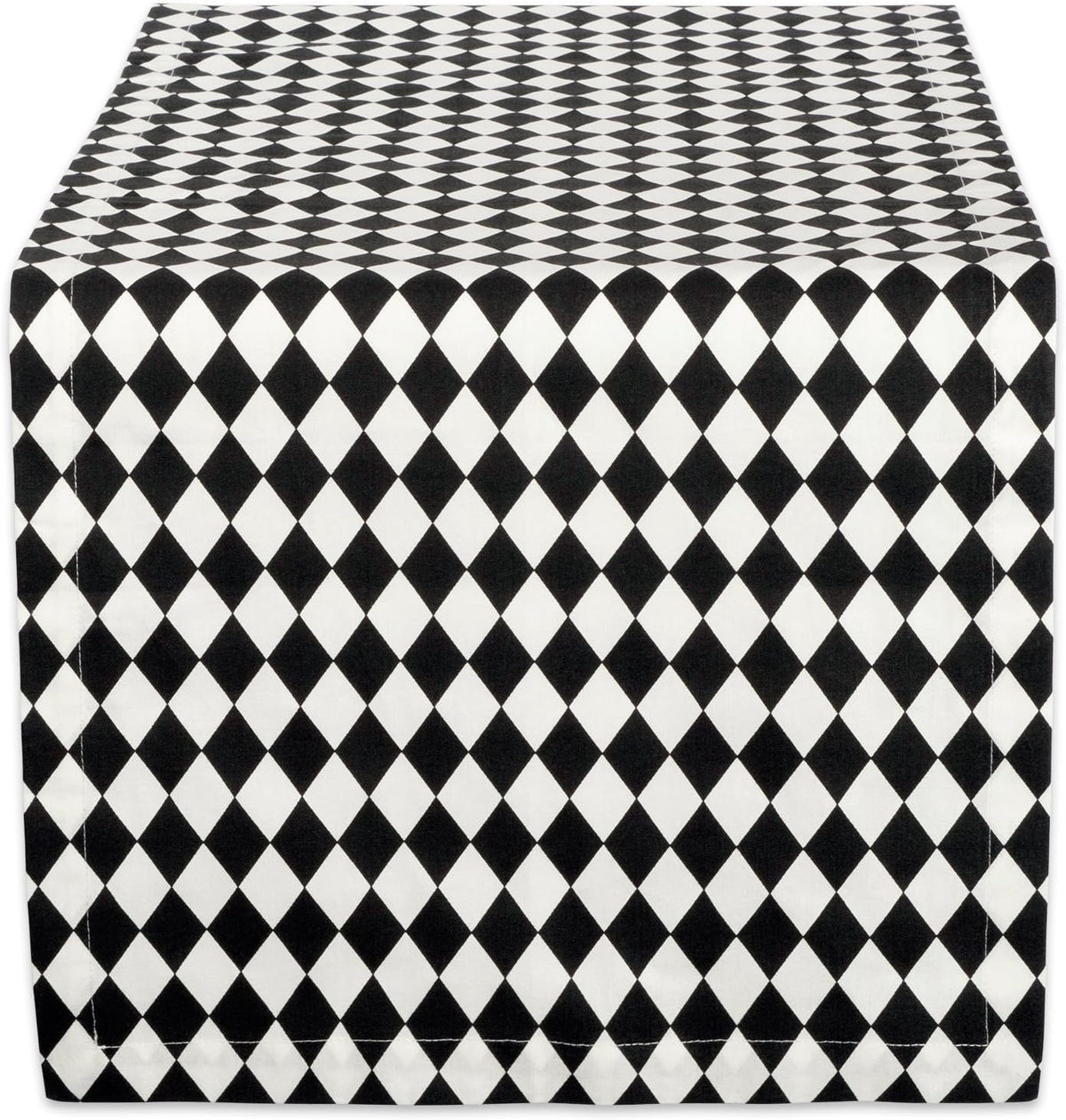 DII Halloween Tabletop, Harlequin Collection, Table Runner, 14x72, Black and Cream (Pack of 12)