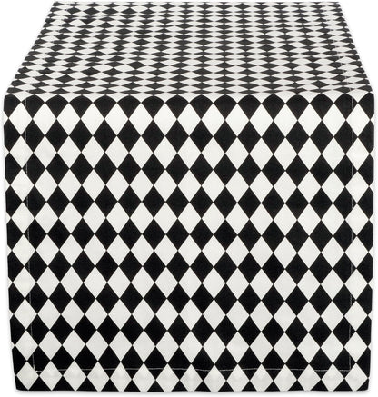 DII Halloween Tabletop, Harlequin Collection, Table Runner, 14x72, Black and Cream (Pack of 12)