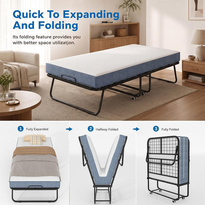 mjkone folding bed, 75" x 31" rollaway bed on a desk or shelf
