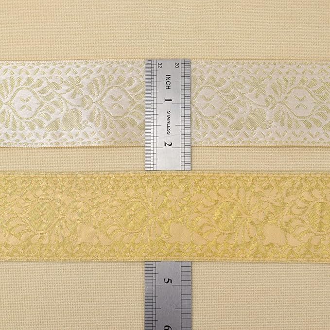 Boho Jacquard Ribbon Floral Ribbon Gold Embroidery Jacquard Trim - Image 3