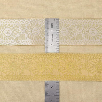 Boho Jacquard Ribbon Floral Ribbon Gold Embroidery Jacquard Trim - Image 3