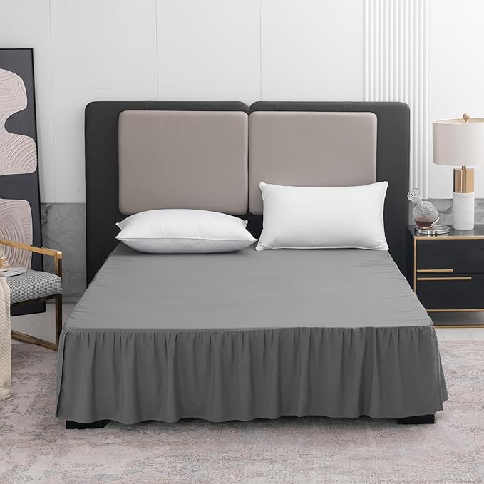 Grey Bed Skirt Full Size Ruffled Bed Skirt - Image 7