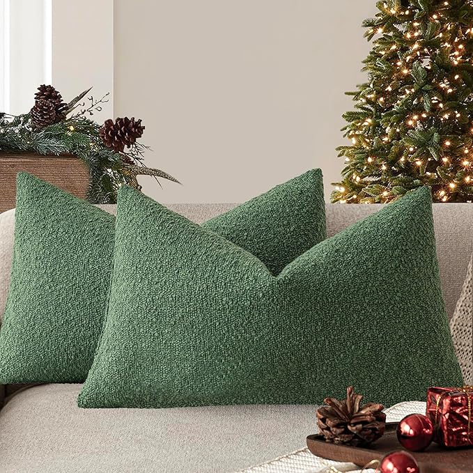 Foindtower Pack of 2 Textured Boucle Throw Pillow Covers Accent Solid by Foindtower