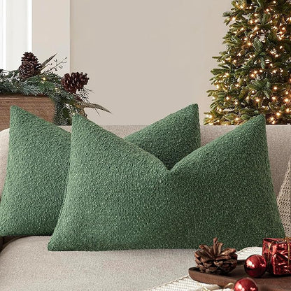 Foindtower Pack of 2 Textured Boucle Throw Pillow Covers Accent Solid by Foindtower