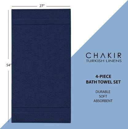 chakir turkish linens 100% cotton 4-pack bath towels, package contents