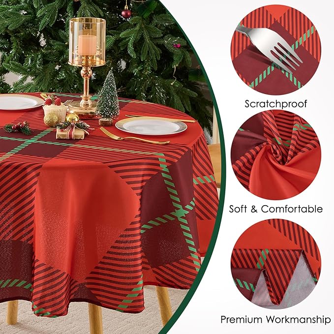 Christmas Tablecloth Round 60 Inch 1 Pack Waterproof, Machine Washable - Image 5