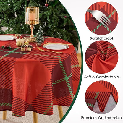 Christmas Tablecloth Round 60 Inch 1 Pack Waterproof, Machine Washable - Image 5