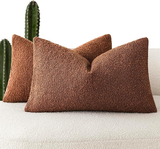 Foindtower Pack of 2 Textured Boucle Throw Pillow Covers Accent Solid by Foindtower