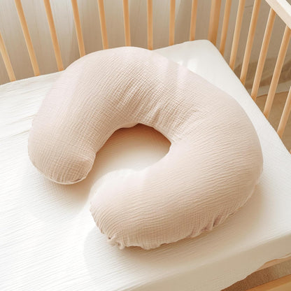 Konssy Muslin Nursing Pillow Covers, Soft and Cute Nursing Covers for Breastfeeding Pillows, Ideal for Newborn Baby Boys and Girls (Fog Green, Cream) - 2 Pack
