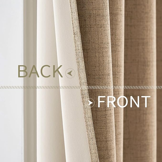 MIULEE 100% Blackout Linen Textured Curtains - Image 6