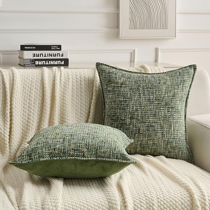 FUTEI Dark Green Decorative Throw Pillow Covers 24x24 Inch Set of 3, Soft - Image 5
