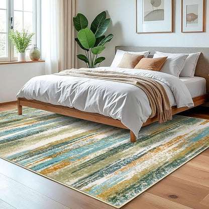 Modern Abstract 5x7 Machine Washable Area Rug Non-Slip Soft Bedroom Living Romm - Image 2