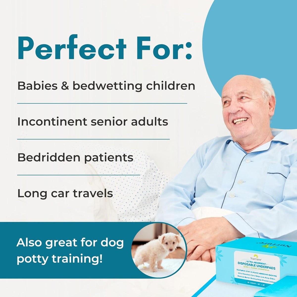 nurture heavy duty ultra absorbent bed pads chux, package contents