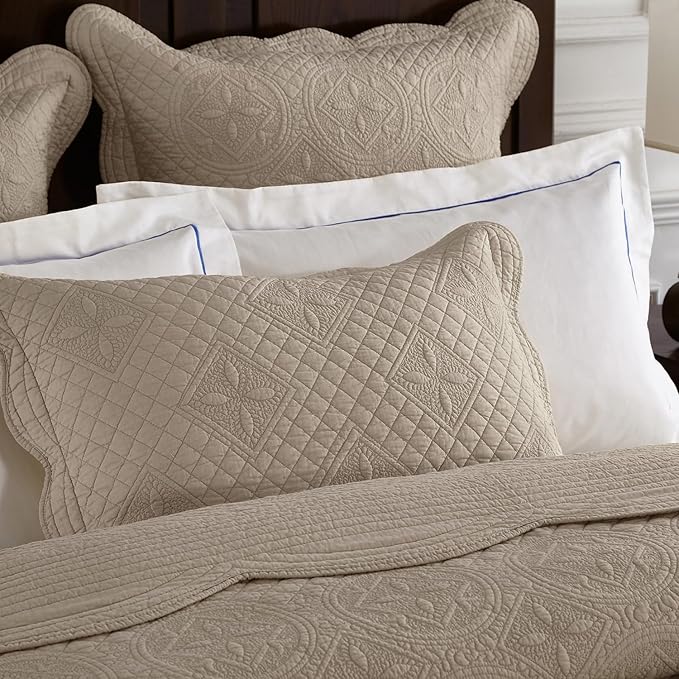 Calla Angel Sage Garden Luxury Pure Cotton Matelasse Quilted Pillow Sham - Image 3