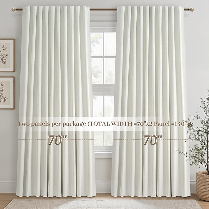 Cute Blackout Curtains 70 Inches Extra Wide Linen 96 Inch Length - Image 8