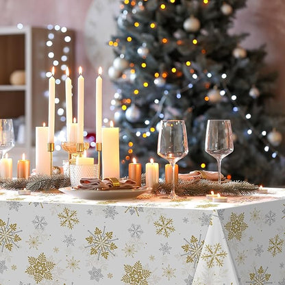 Jectivs 3Pcs Christmas Snowflake Party Tablecloths Decorations, Plastic White - Image 6