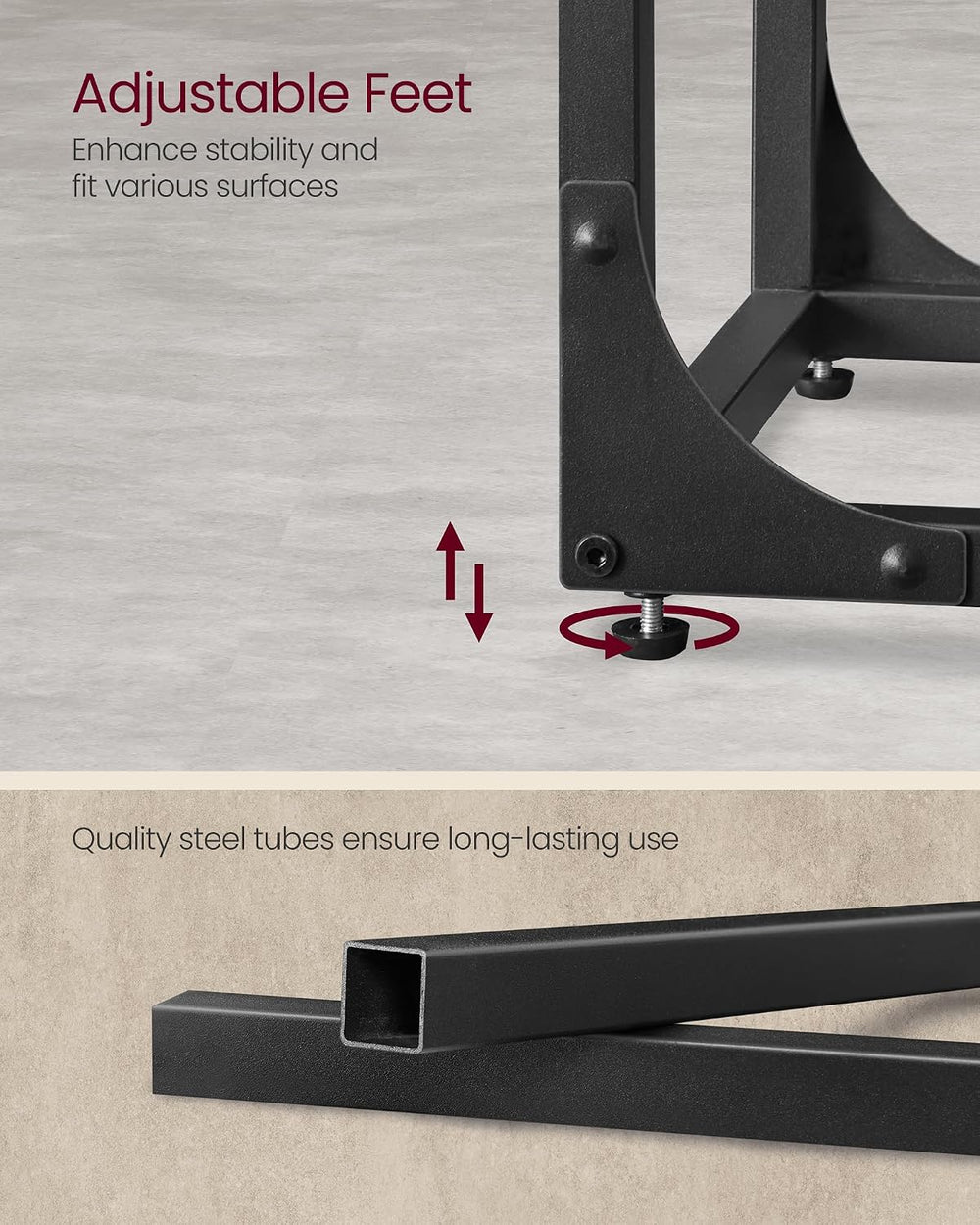 VASAGLE C-Shaped End Table, Small Sofa Side Table with Metal Frame