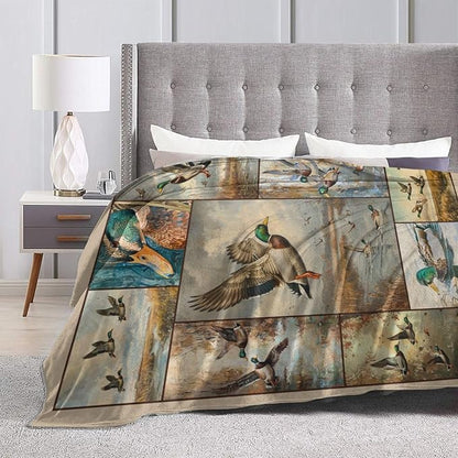 Wild Duck Blanket Mallard Ducks Throw Blanket Wildlife Flannel Stuff Merch Cozy - Image 4