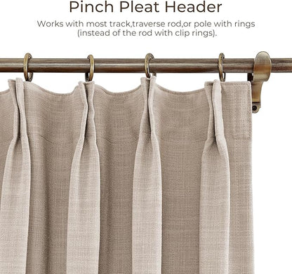 TWOPAGES 52 W x 102 L inch Pinch Pleat Drape Faux Linen Curtain - Image 4