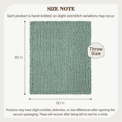 Carriediosa Chunky Knit Throw Blanket 50" X 60", 100% Hand Made Large Chenille - Image 3