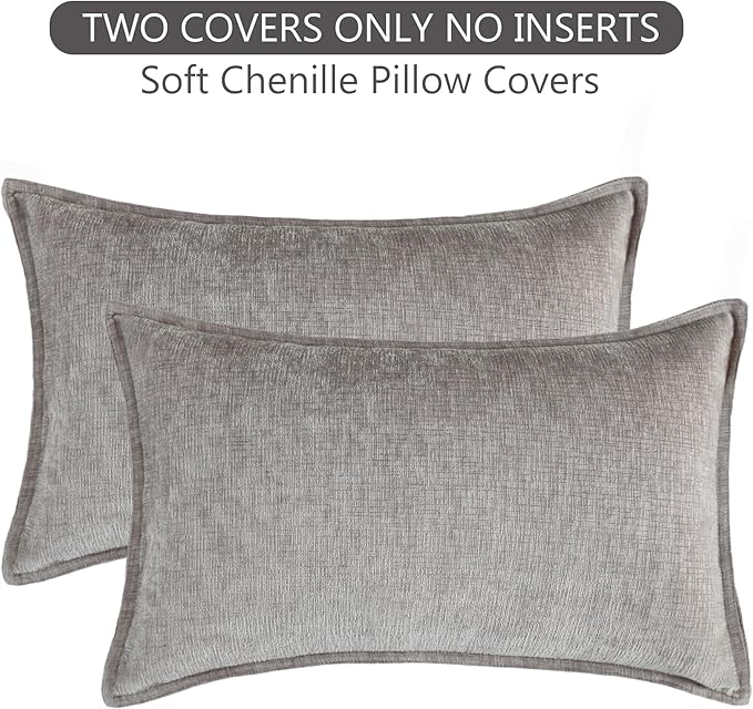 Stellhome Lumbar Chenille Throw Pillow Covers Set of 2 Super Soft Textured - Image 6