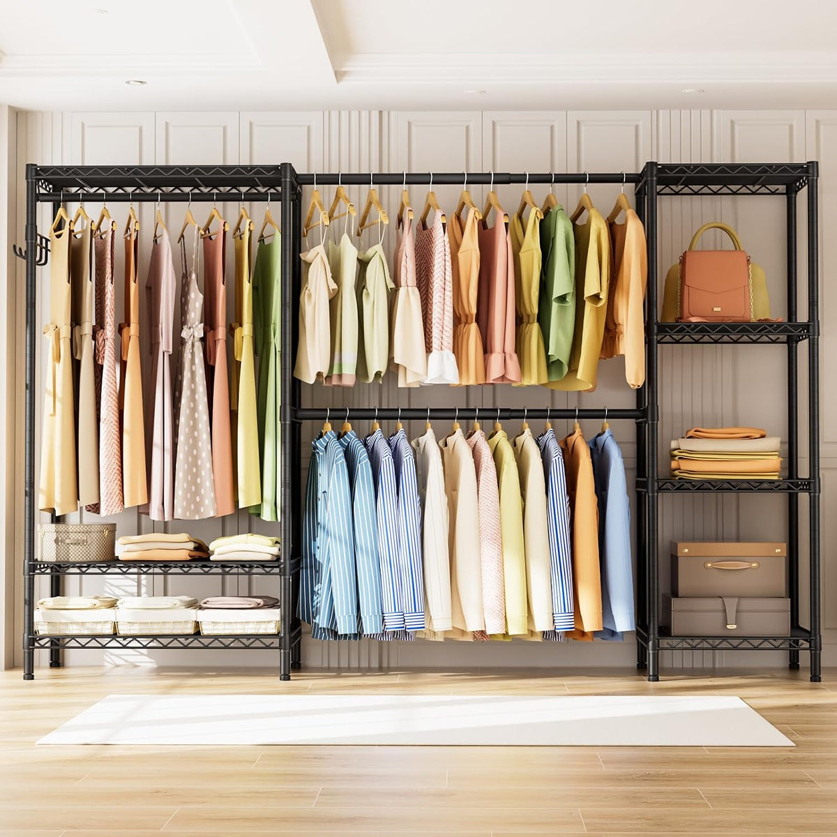 golpart heavy duty clothes rack metal wardrobe with shown in use