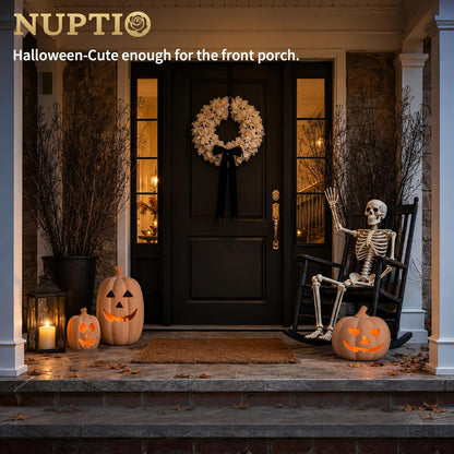 NUPTIO Terracotta Pumpkin Halloween Decor: 15" H Fall Jack O Lantern