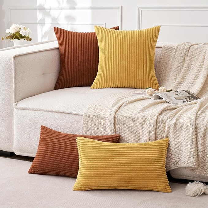 MIULEE Pack of 2 Corduroy Soft Soild Decorative Square Throw Pillow Covers - Image 4