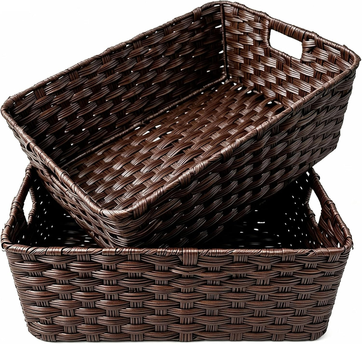 onlytak large 2-pack plastic wicker storage baskets, 17"x13"x5.5", main product view