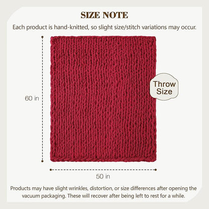 Carriediosa Chunky Knit Throw Blanket 50" X 60", 100% Hand Made Large Chenille - Image 3