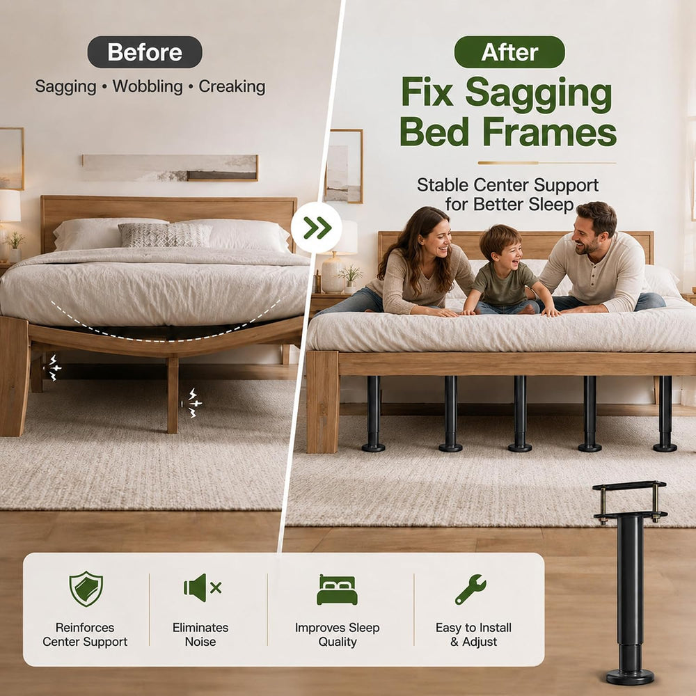 Under Bed Metal Support Legs, Adjustable Height Bed Frame Support Leg, Bed Sl...