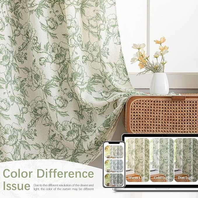 Floral Linen Curtains 100 Inch Extra Wide - Image 6