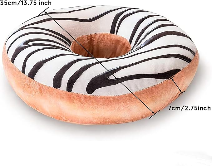 HYSEAS Round Throw Pillow 14 Inch Chocolate White Donut, 3D Digital Print - Image 2