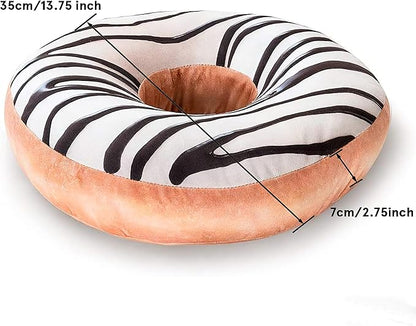 HYSEAS Round Throw Pillow 14 Inch Chocolate White Donut, 3D Digital Print - Image 2