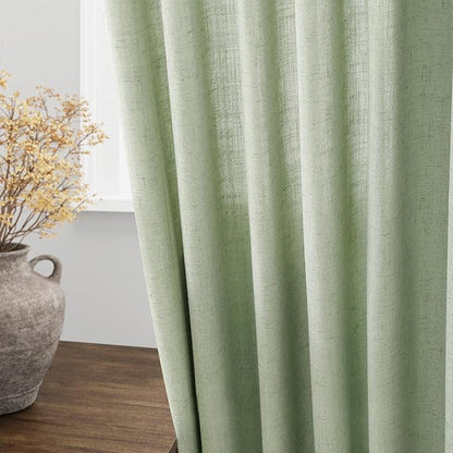Mist Sage Linen Curtains 90 Inch Long 2 Panels Set - Image 4
